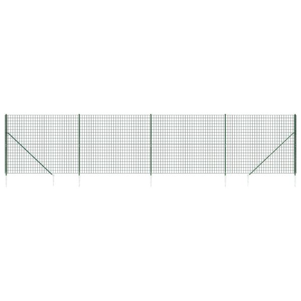 vidaXL Wire Mesh Fence with Spike Anchors Green 1.4x10 m
