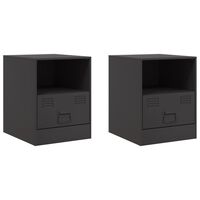 vidaXL Bedside Cabinets 2pcs Black 34.5x39x44 cm Steel