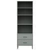 vidaXL Bookcase with 2 Drawers Grey 60x35x180 cm Solid Wood OSLO
