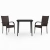 vidaXL 3 Piece Garden Dining Set Brown and Black
