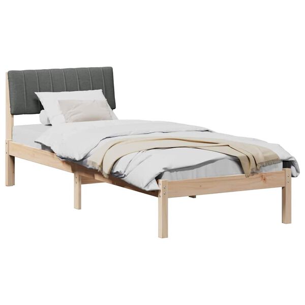 vidaXL Bed frame Brown and dark grey 80 x 200 cm Solid pine wood