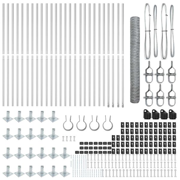 vidaXL Fence Post Silver 50 x 1.2 m (50 mm mesh) Steel