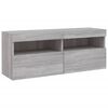 vidaXL TV Wall Cabinet with LED Lights Grey Sonoma 100x30x40 cm