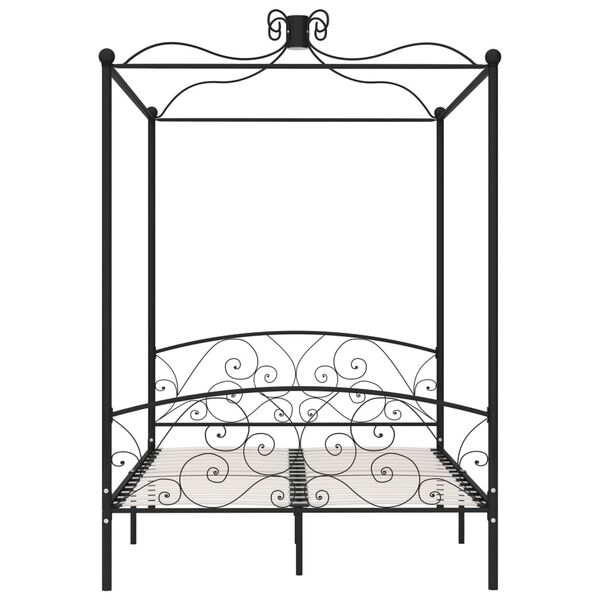 vidaXL Canopy Bed Frame without Mattress Black Metal 120x200 cm