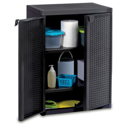 vidaXL Garden Storage Cabinet Black 65x45x88 cm PP Rattan