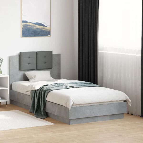 vidaXL Bed Frame without Mattress Concrete Grey 90x190 cm Single