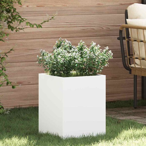 vidaXL Garden Planter White 32 x 32 x 40 cm Cold-rolled steel