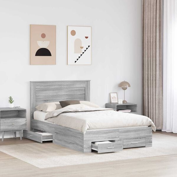 vidaXL Bed Frame with Drawer with Headboard Manual Engineered Wood