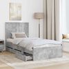 vidaXL Bed Frame with Drawer Concrete Grey 90 x 200 cm Engineer Wood