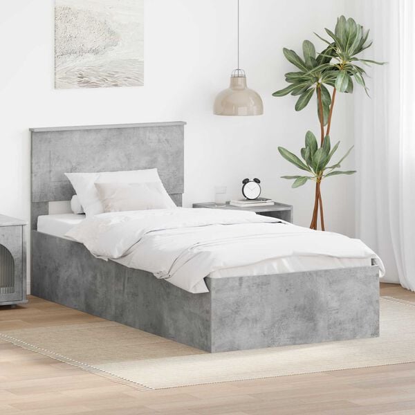vidaXL Bed Frame Concrete Grey 75 x 190 cm Engineered Wood