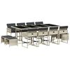 vidaXL 13 Piece Garden Dining Set with Cushions Light Grey Poly Rattan