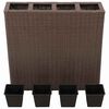 vidaXL Garden Raised Bed with 4 Pots 2 pcs Poly Rattan Brown(2x41085)