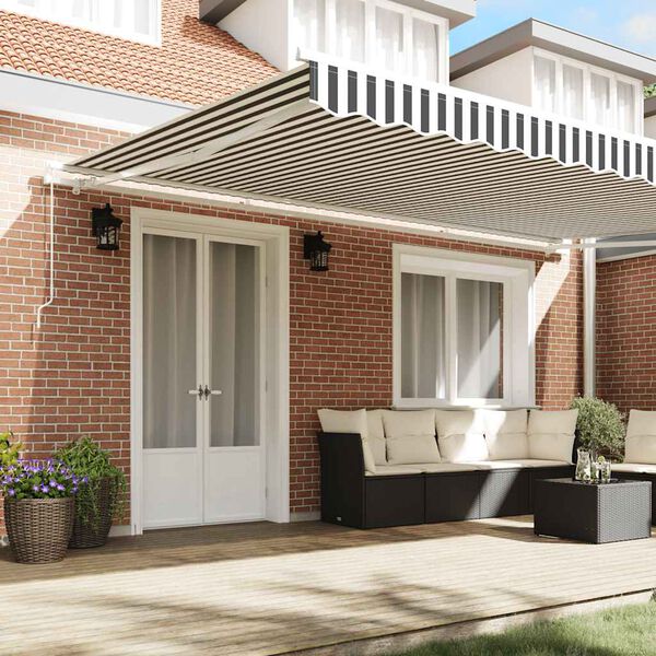 vidaXL Manual Retractable Awning Anthracite&White 500x300 cm