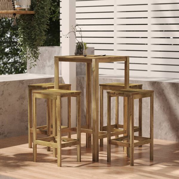 vidaXL 5 Piece Garden Bar Set Impregnated Pinewood