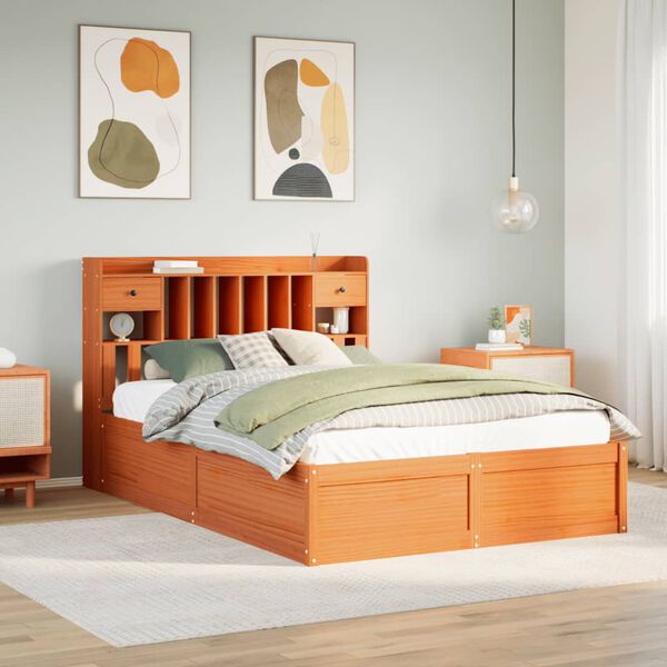 vidaXL Bed Frame without Mattress Wax Brown 160x200 cm Solid Wood Pine