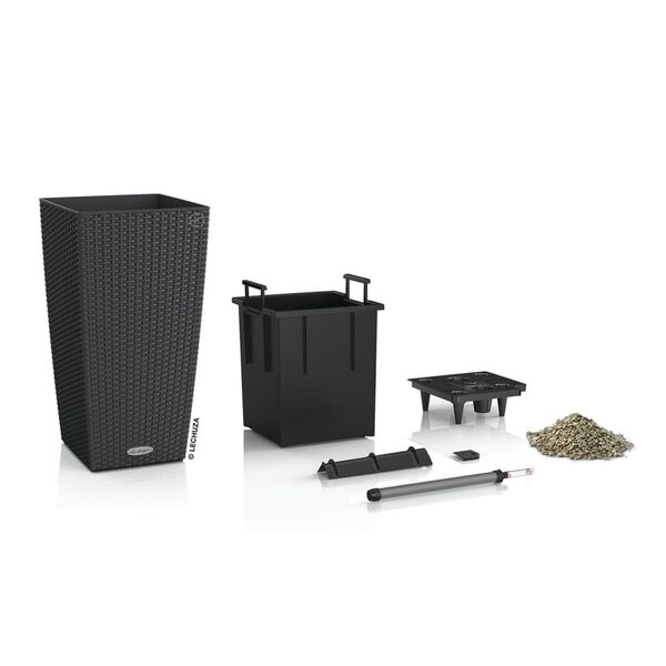 LECHUZA Planter CUBICO Cottage 30 ALL-IN-ONE Granite