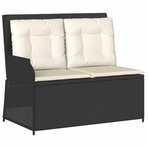 vidaXL Garden Bench with Cushion Black Poly rattan