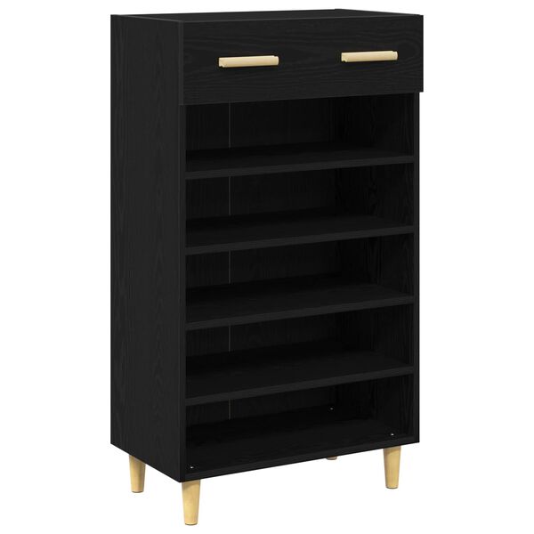 vidaXL Shoe Cabinet Plain Black Oak 60 x 35 x 105 cm Engineered Wood