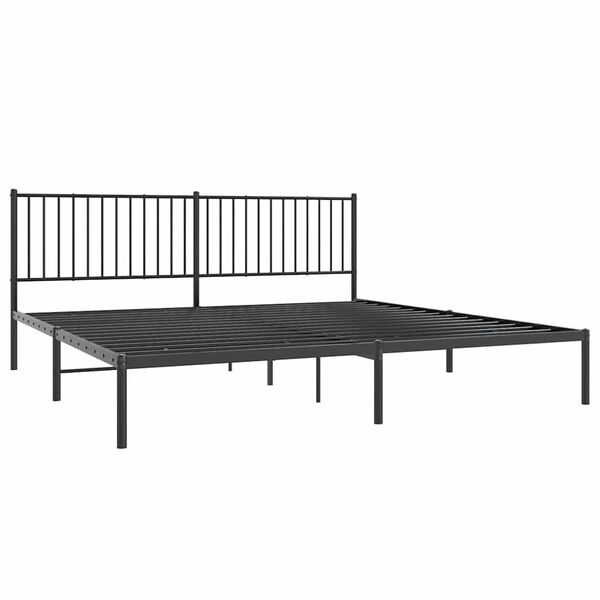 vidaXL Metal Bed Frame without Mattress with Headboard Black 200x200cm
