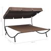 vidaXL Outdoor Lounge Bed with Canopy Brown