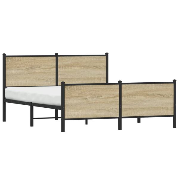vidaXL Metal Bed Frame without Mattress Sonoma Oak 150x200 cm King Size