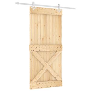 vidaXL Sliding Door Natural and White 95 x 210 cm Solid Pine Wood