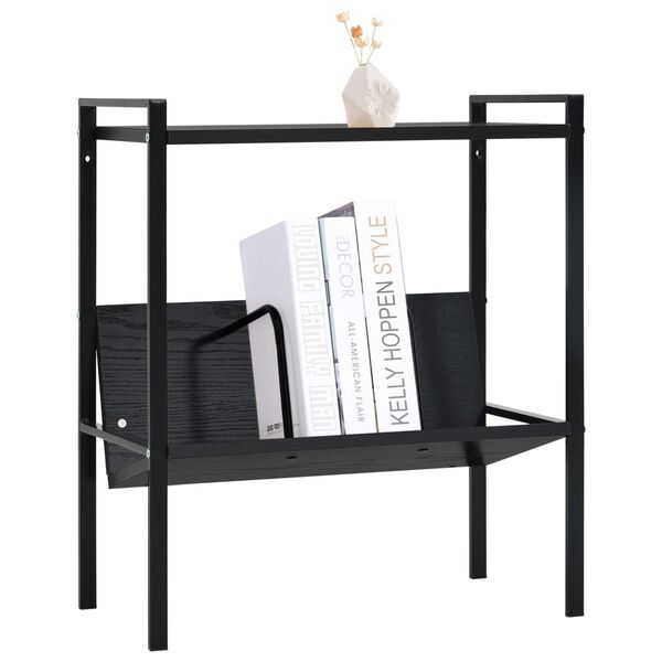 vidaXL 2-Layer Book Shelf Black 52x28x59 cm Engineered Wood