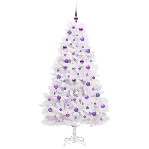vidaXL Artificial Hinged Christmas Tree White 180 cm PVC and Steel