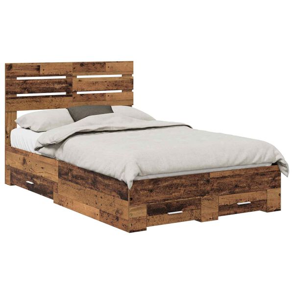 vidaXL Bed Frame with Drawer with Headboard Manual Engineered Wood
