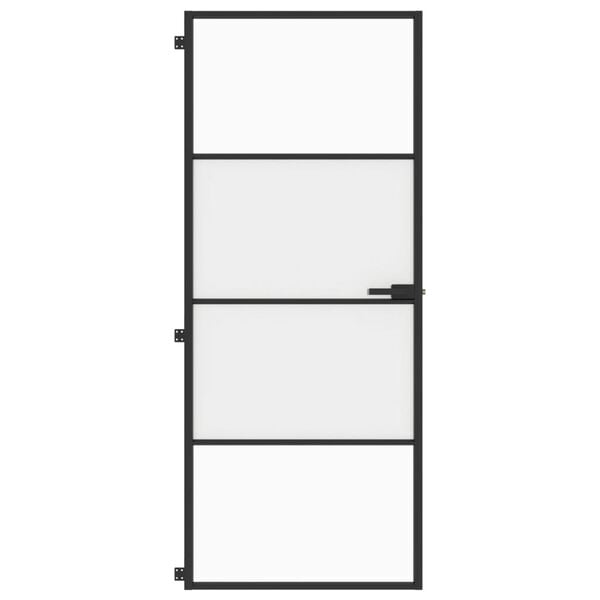 vidaXL Interior Door Slim Black 83x201.5 cm Tempered Glass and Aluminium