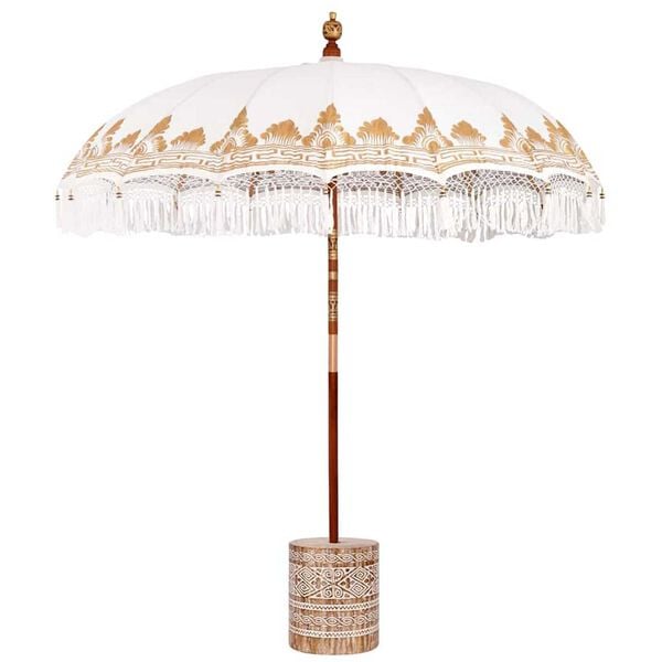 vidaXL Balinese Parasol Cream 215 x 215 x 260 cm Cotton and solid wood