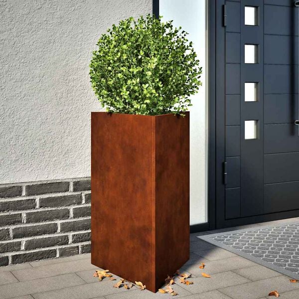 vidaXL Garden Planters 2 pcs Triangular 50x43x75 cm Weathering Steel
