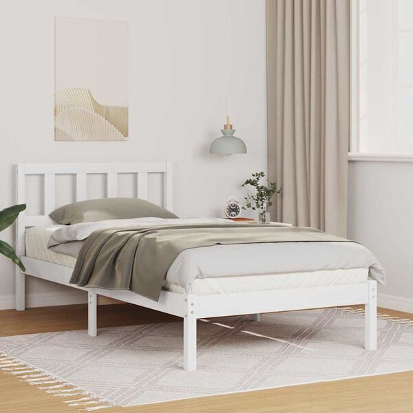 vidaXL Bed Frame with Headboard White 80 x 200 cm Solid Pine Wood