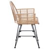 vidaXL Dining Chair 2 pcs Natural 44 x 44 x 74 cm Rattan and Iron