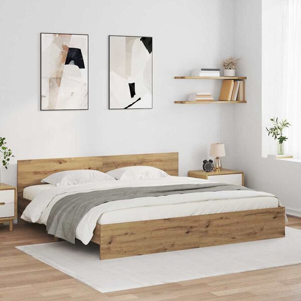 vidaXL Bed Frame Artisan Oak 200 x 200 cm Engineered Wood