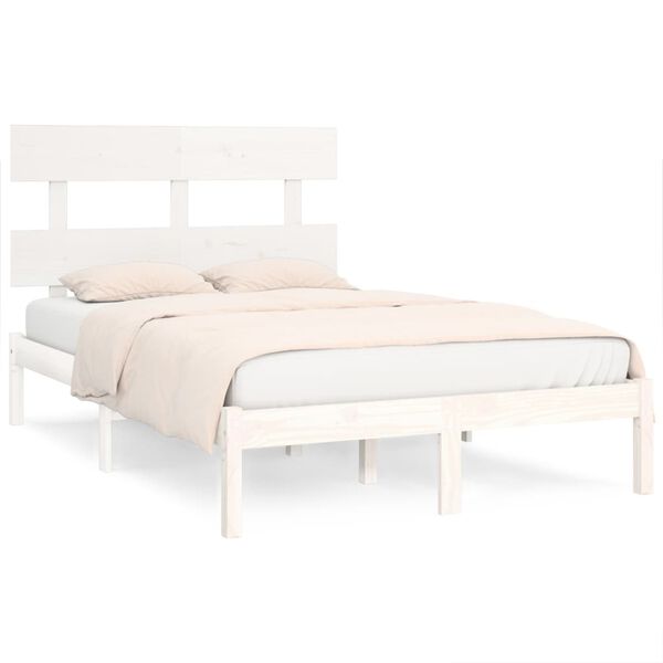 vidaXL Bed Frame without Mattress White 120x190 cm Small Double Solid Wood