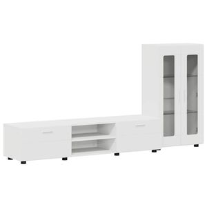 vidaXL TV Cabinet Set with Drawer FLORIN White Engineered Wood