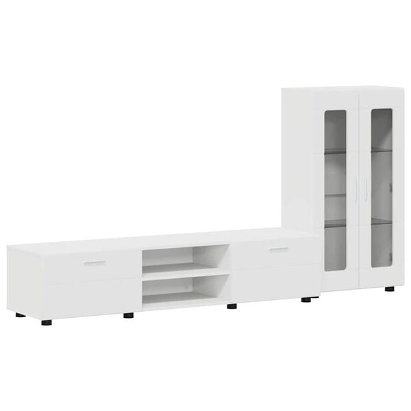 vidaXL TV Cabinet Set with Drawer FLORIN White Engineered Wood