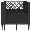 vidaXL Garden Planter with Pegs Black 43.5x43.5x43.5 cm PP