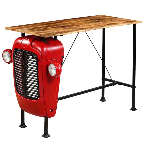 vidaXL Tractor Bar Table Solid Mango Wood Red 60x150x107 cm