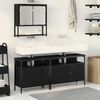 vidaXL Bathroom Furniture Set with Shelf 3 pcs Black Engineered wood