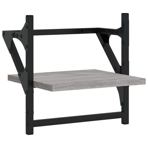 vidaXL Wall Shelves with Bars 2 pcs Grey Sonoma 30x25x30 cm