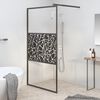 vidaXL Walk-in Shower Wall 115x195cm ESG Glass with Stone Design Black