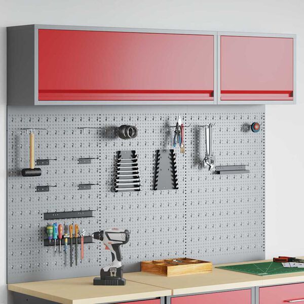 vidaXL Tool Cabinet Set with Shelf 5 pcs Red Powder-Coated Steel