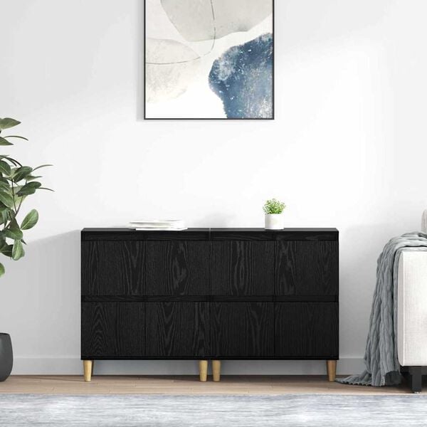 vidaXL Sideboards 2 pcs Black Oak 60 x 35 x 70 cm Engineered Wood