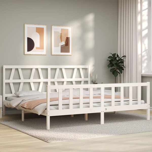 vidaXL Bed Frame without Mattress White 200x200 cm Solid Wood Pine