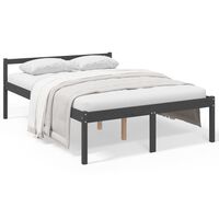 vidaXL Bed Frame Grey 135x190 cm Double Solid Wood Pine