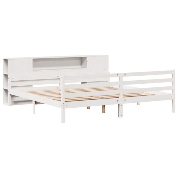 vidaXL Bookcase Bed without Mattress White 200x200 cm Solid Wood Pine