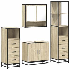 vidaXL 4&nbsp;Piece Bathroom Furniture Set&nbsp;Sonoma Oak Engineered Wood