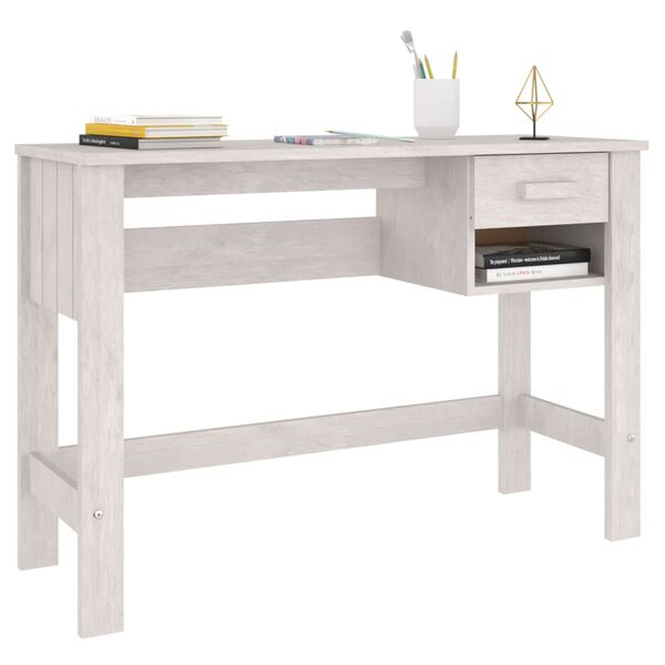 vidaXL Desk HAMAR White 110x40x75 cm Solid Wood Pine